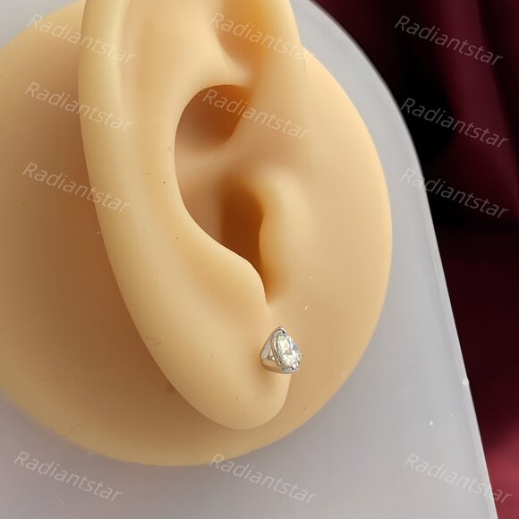 NEW Certified 1ct. t.w. Moissanite 3 Prong Solitaire Stud Earrings - Picture 7 of 9